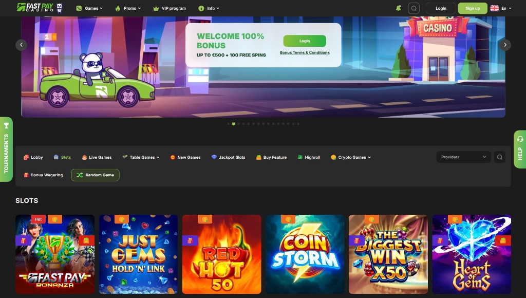 FastPay Casino review: lobby preview and game selection interface