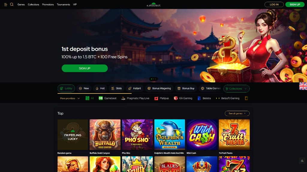 KatsuBet Casino review: lobby preview and game selection interface