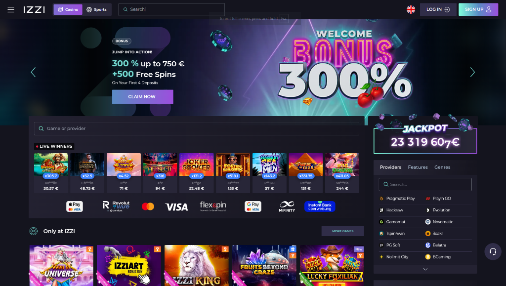 IZZI Casino review: games lobby preview, exclusive slots, and promotions